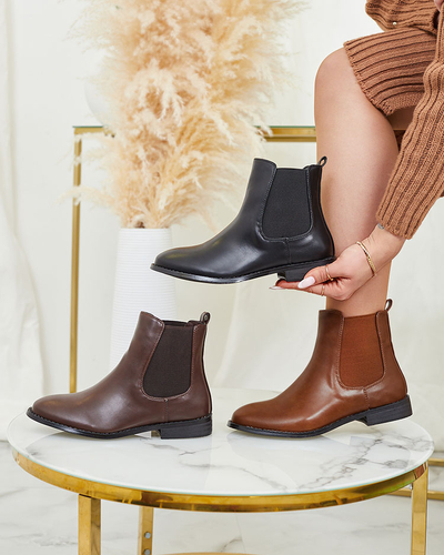 Royalfashion Čierne dámske čižmy a'la sztyblety s ozdobami Ederte