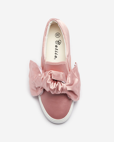 OUTLET Ružové dámske slip-on tenisky s mašľou Erous - Obuv
