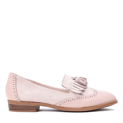 Beżowe mokasyny z frędzlami Phoebe - Obuwie