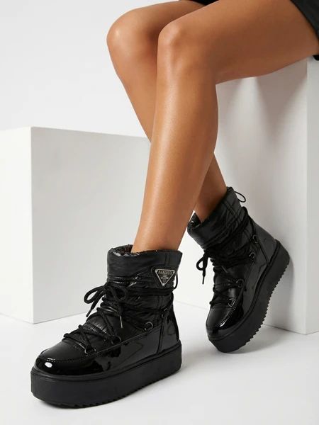 Royalfashion Detské slip-on topánky a'la snow boots v čiernej farbe Asifa