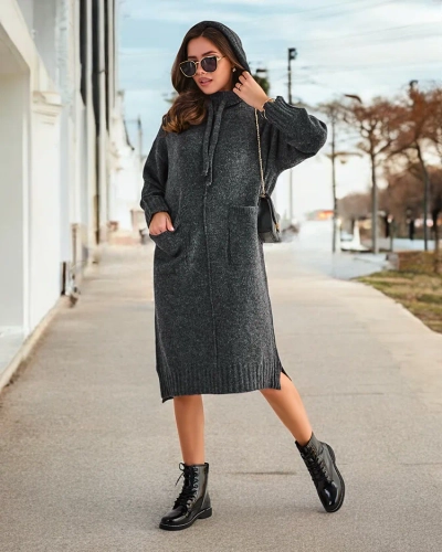 Royalfashion Dlhý sveterový šaty pre ženy