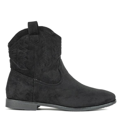 Czarne kowbojki na płaskim obcasie Yuki - Obuwie