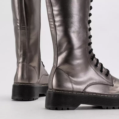 OUTLET Grafitové dámske čižmy so zaväzovaním Darikos - Obuv