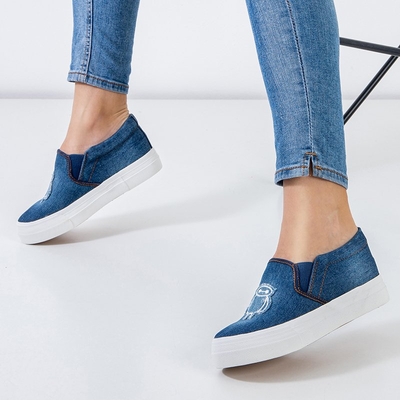 Tmavomodré dámske tenisky na platforme Boatik - Obuv