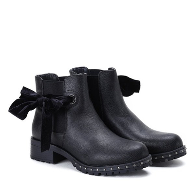 Czarne botki z kokardką Aimee - Obuwie