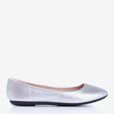Mariusove strieborné dámske baleríny z ekokože - Obuv