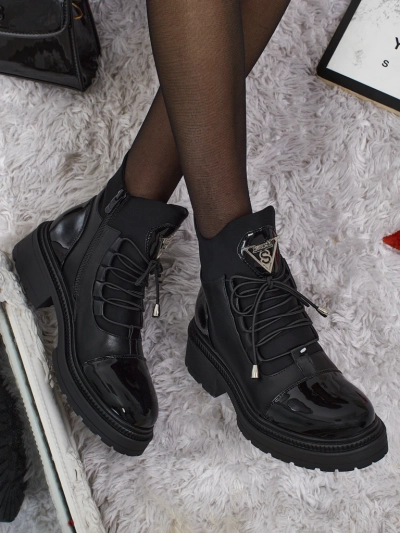 Eko usnjeni ženski gležnarji z vezalkami Elisse