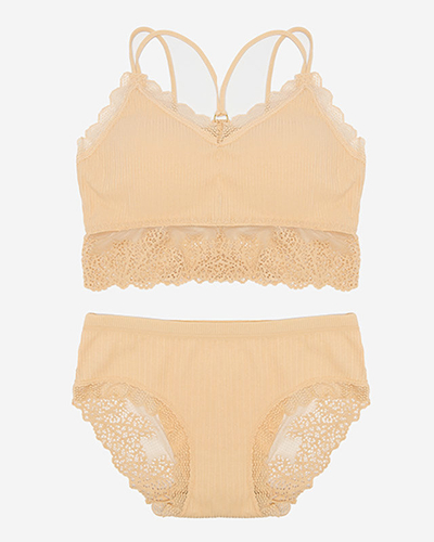 Súprava dámskej spodnej bielizne s béžovou čipkou - Spodná bielizeň