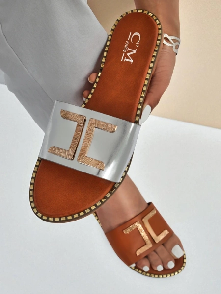 Royalfashion Dámske šľapky z ekokože s ozdobou Gildra