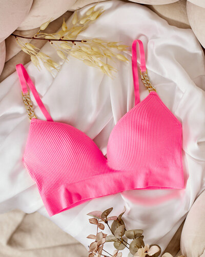 Royalfashion Dámska rebrovaná podprsenka s ozdobnými ramienkami