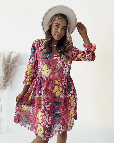 Royalfashion Dámske kvetinové mini šaty