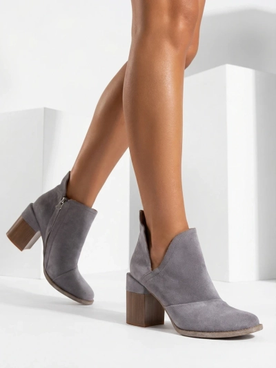 Ženski Gležnjarji Luna Golobje Sivi Usnjeni Elegantni za Jesen