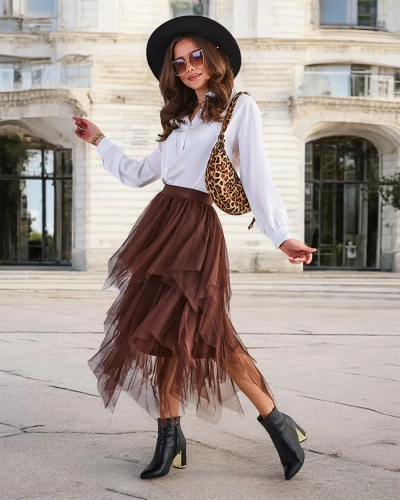 Royalfashion Dvojvrstvová midi sukňa pre ženy
