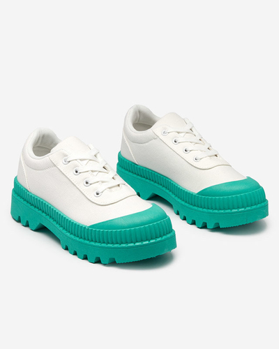 OUTLET Dámske tenisky biele so zelenou podrážkou Comp - Footwear