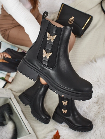 Eko usnjeni ženski gležnarji z metulji Bravelle