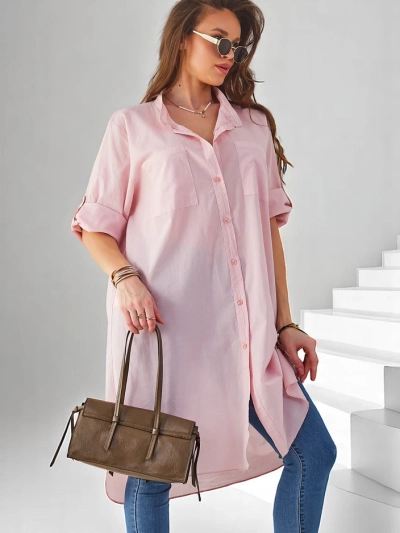 Royalfashion Bavlnená dlhá dámska oversized košeľa