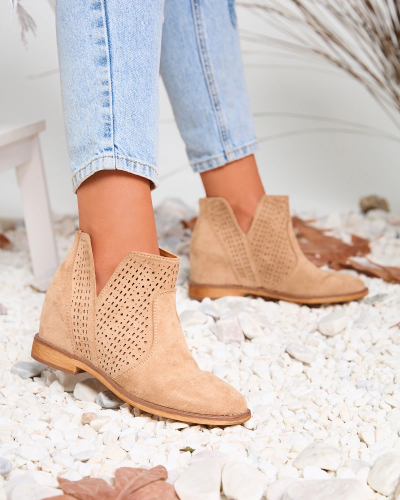 Svetlohnedé členkové topánky a'la kovbojské topánky Besis - Obuv