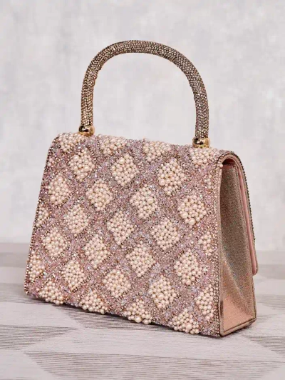 Royalfashion Malá dámska kabelka so zirkónmi a perlami