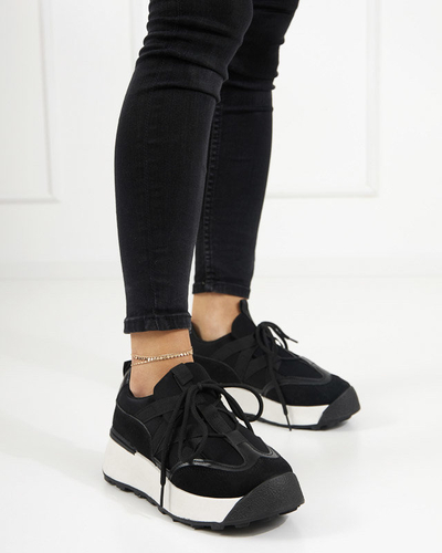 OUTLET Čierna dámska športová obuv s vyššou podrážkou Kanislo - Obuv