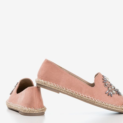 Růžové dámské mokasíny s krystaly Olupia - Obuv 1