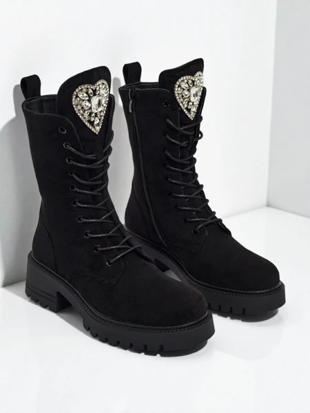 Ženski Gležnarji Luna Črni Usnjeni Elegantni za Jesen