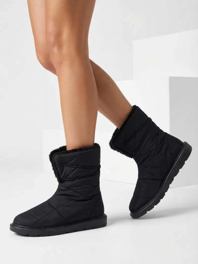 Ženski gležnjarji Luna Črni Iz Tkanine Topli za Zimo