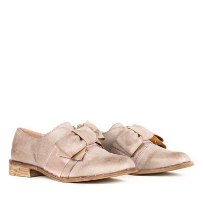 Różowe półbuty z kokardą Suelia - Obuwie