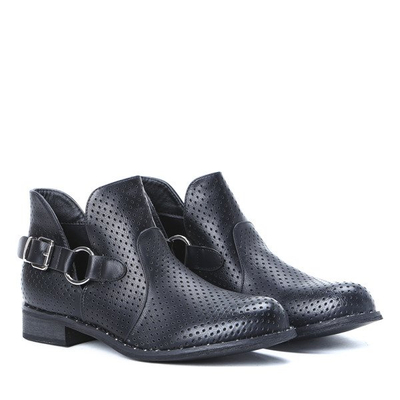 Czarne sztyblety ażurowe Ellis - Obuwie