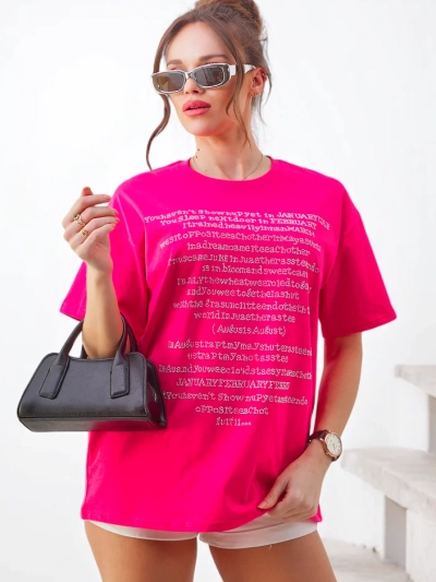 Royalfashion Dámske bavlnené tričko s textom zdobeným kamienkami