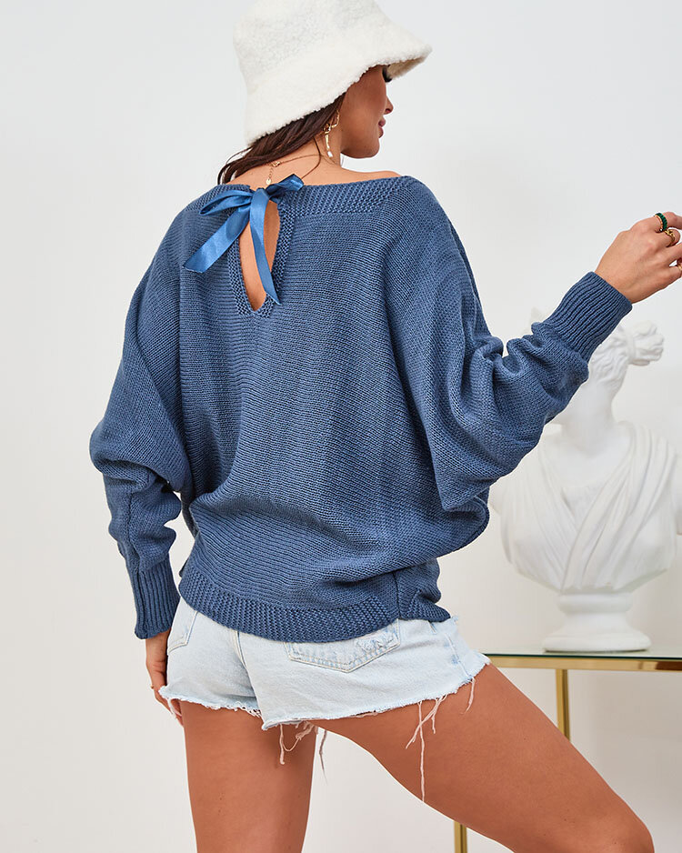 Royalfashion Dámsky tmavomodrý sveter