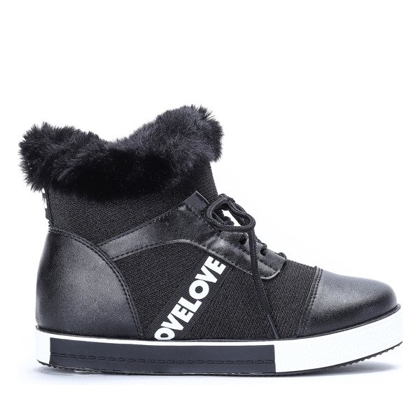 Czarne buty sportowe z futerkiem Gracelyn- Obuwie