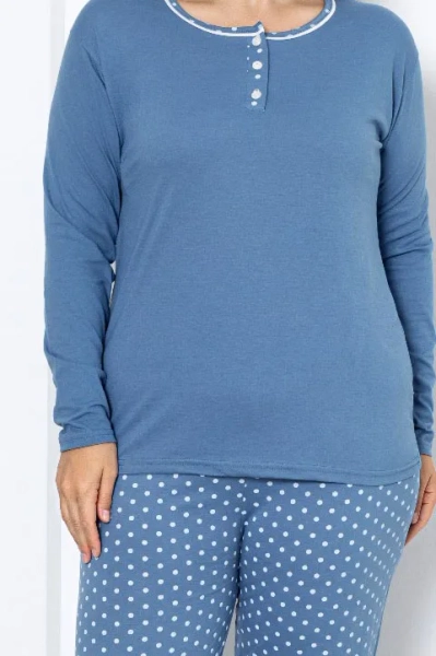 Royalfashion Dámske bavlnené polka dot pyžamo v dvoch kusoch VEĽKOSŤ PLUS