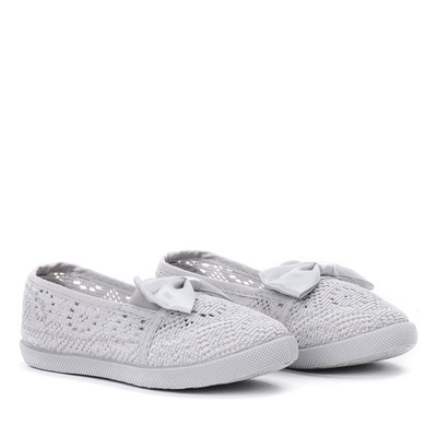 OUTLET Šedé dievčenské tenisky so saténovou mašľou Sugar Boomb - Obuv