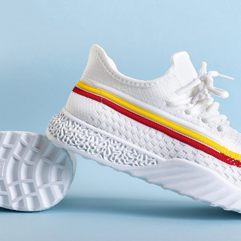 Biele dámske športové topánky s farebnými pruhmi Lutia - Obuv