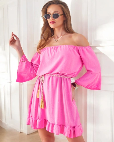 Royalfashion dámske mini šaty španielského štýlu s dlhými rukávmi a kamienkami