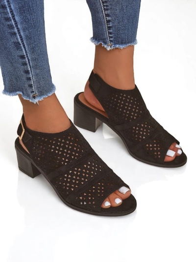 Royalfashion Ženski sandali z nizko peto z zračnim vzorcem Elira