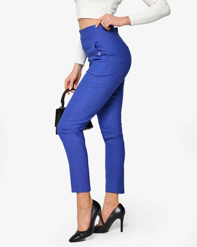 Modré dámske tegingové nohavice PLUS SIZE- Oblečenie