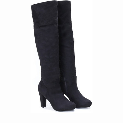 Czarne kozaki na słupku May - Obuwie