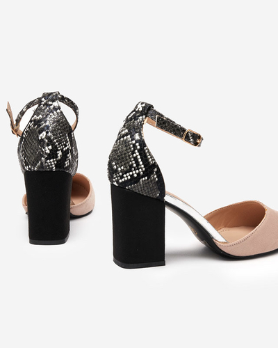 OUTLET Béžové dámske sandále na stĺpiku Krisco - Obuv