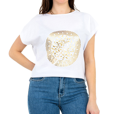 Dámske bavlnené tričko s potlačou bieleho zlata - oblečenie