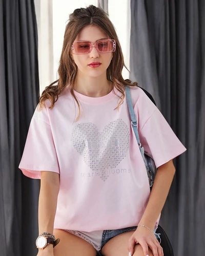 Royalfashion Dámske bavlnené tričko LOVE s kryštálmi