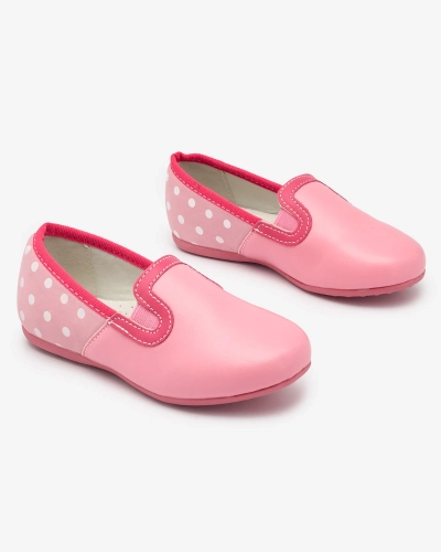 Ružové dievčenské poltopánky z ekokože s potlačou hrášku Rellme- Footwear