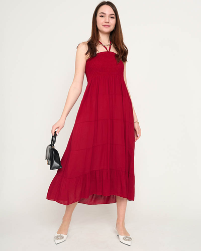 Gaštanové midi šaty PLUS SIZE - Oblečenie