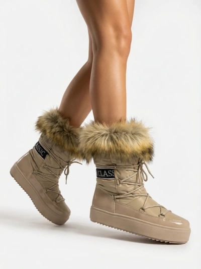 Royalfashion Svetlohnedé slip-on čižmy a'la snow boots for women Gomllo
