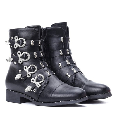 Czarne workery z czterema sprzączkami Bell- Obuwie