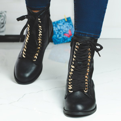 Czarne, wysokie workery Emma- Obuwie