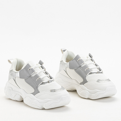 Biele dámske tenisky na platforme so striebornými vsadkami značky Verica - Footwear