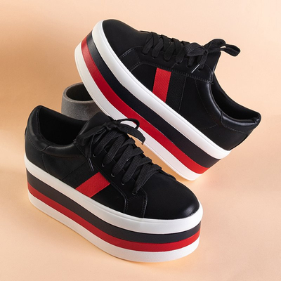 Čierne dámske športové topánky na hrubej platforme Jemita - Obuv