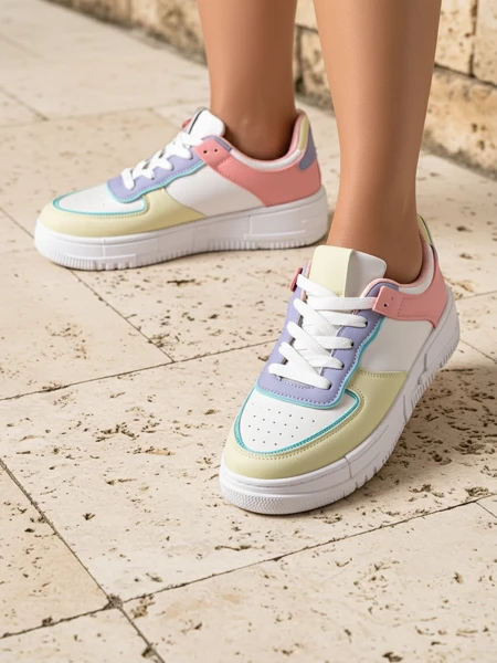 Ženski športni copati Elektra Pastello - večbarvno eko usnje pomlad