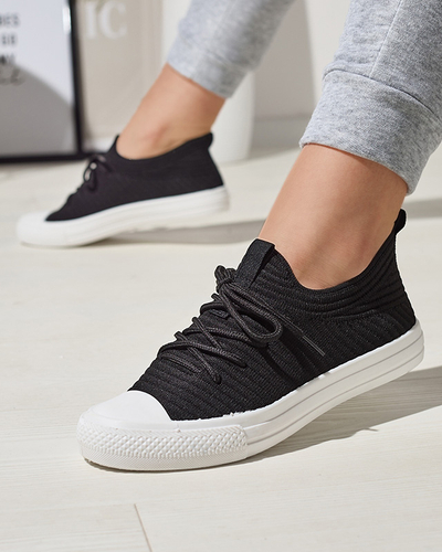 Royalfashion Čierne dámske rebrované tenisky Manfer